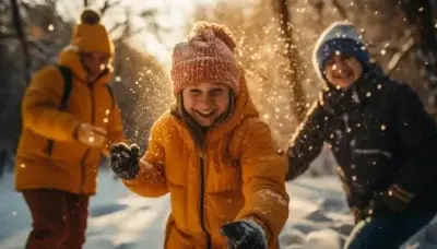 smiling young adults enjoy winter mountain adventure generated by ai 400